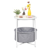 Table with Fabric Storage Basket, Sofa Table with Metal Frame, End Tables with Removable Tray