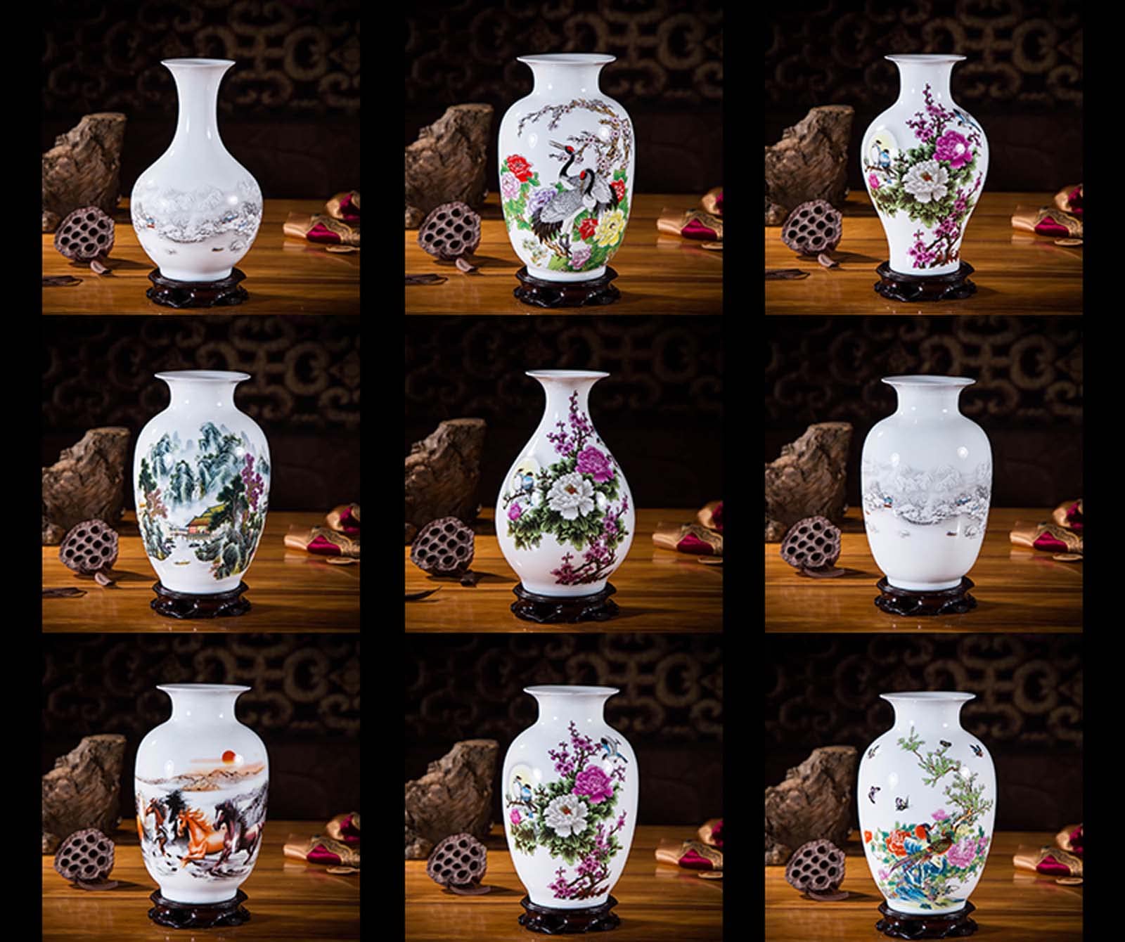 Chinese Style Ceramic Vase, Home Office Decorative Flower Vase