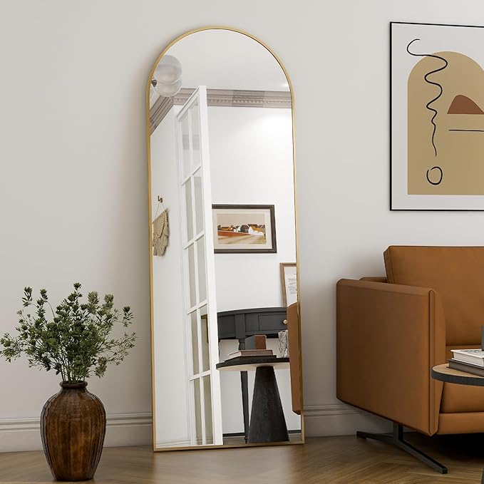 Arch Floor & Full Length Mirrors - 68" x 24" Body Length Mirror Big Mirror for Bedroom Standing/Hanging/Leaning Wall-Mounted Gold