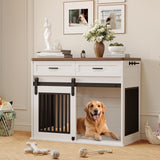 Dog Crate Furniture with Storage - 44.5" Wooden Kennel End Table