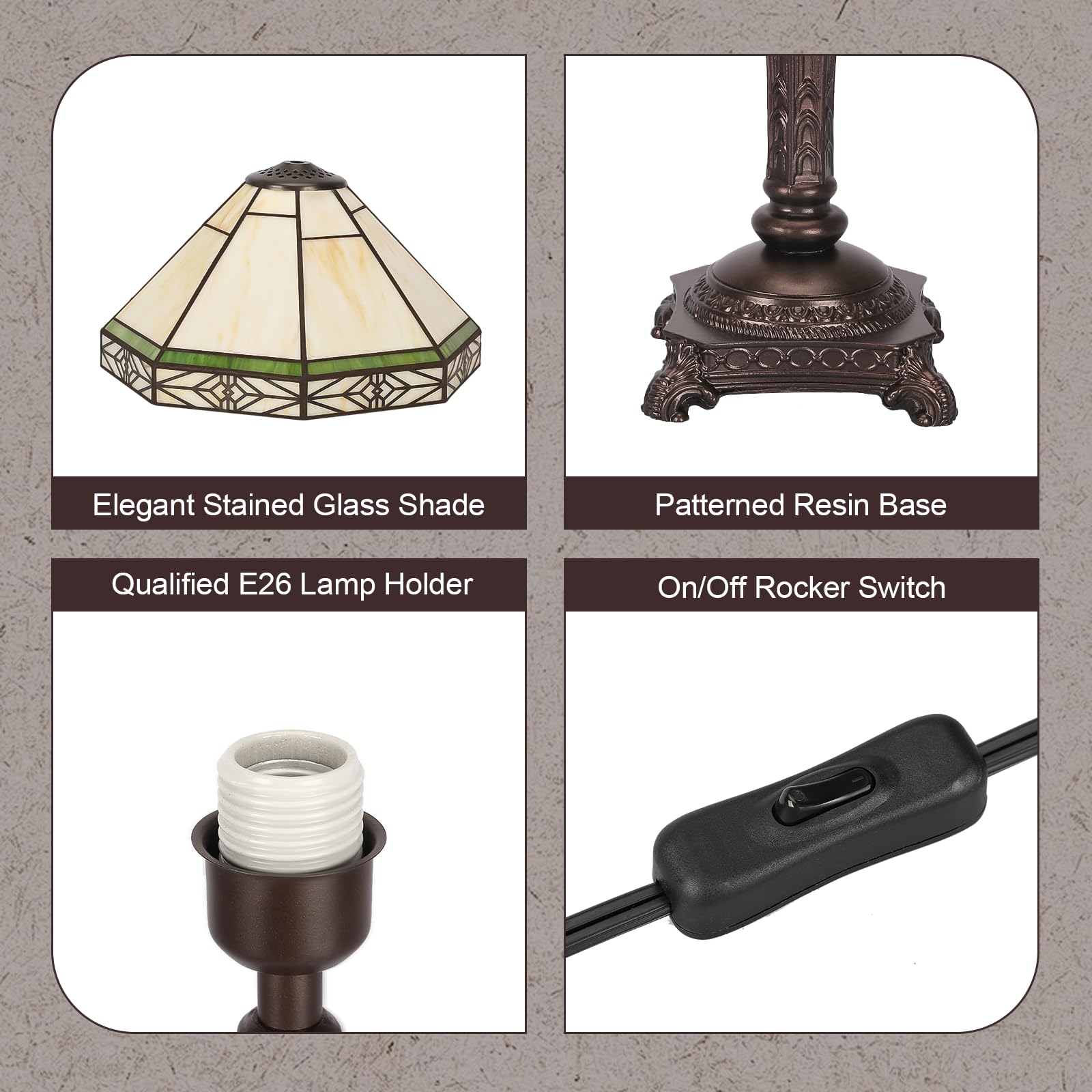 Tiffany Table Lamp with Stained Glass Shade