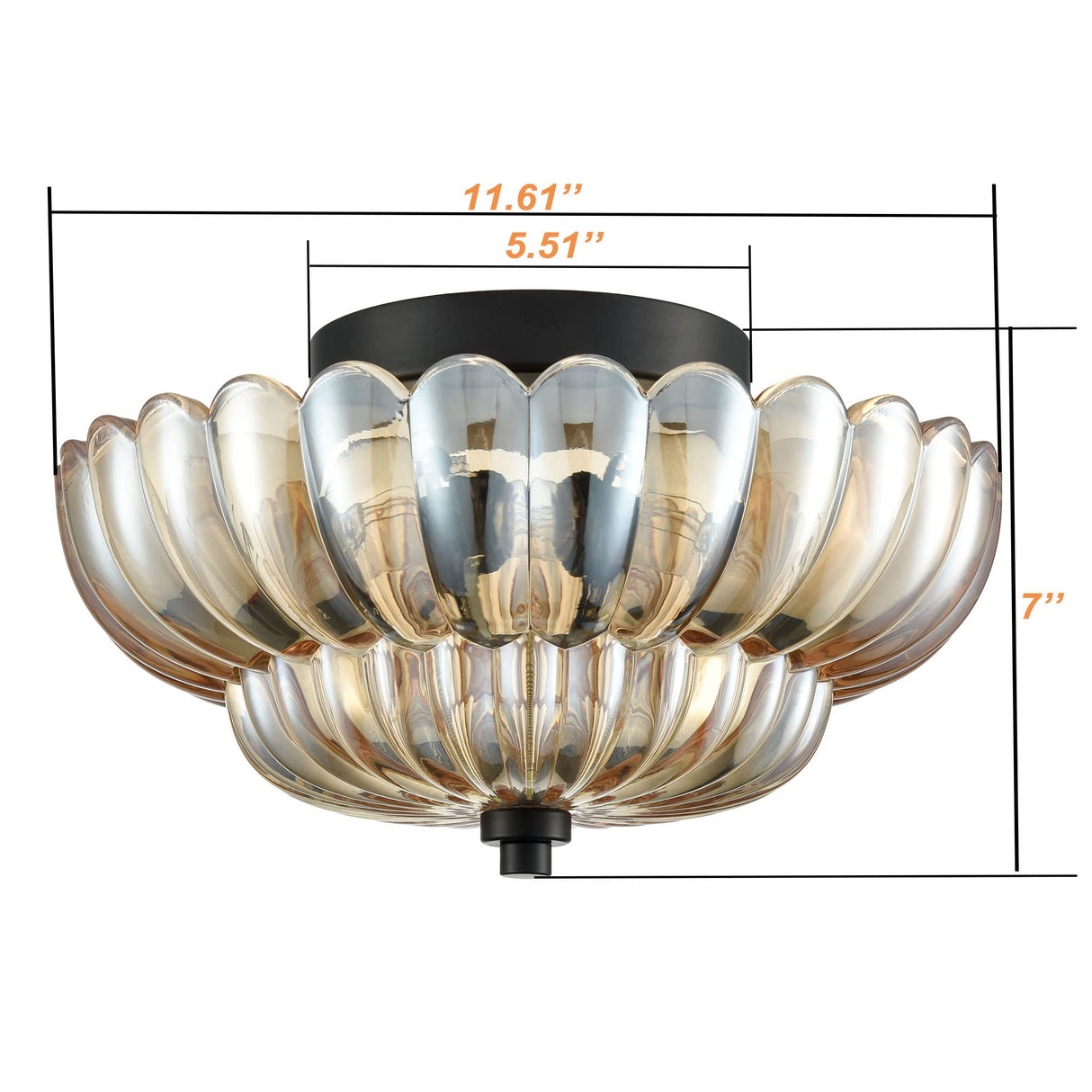 Modern Black Flush Mount Ceiling Light 3-Light Close to Ceiling Light Fixtures with