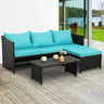 3-Piece Outdoor PE Rattan Furniture Set Patio Black Wicker Conversation Loveseat Sofa