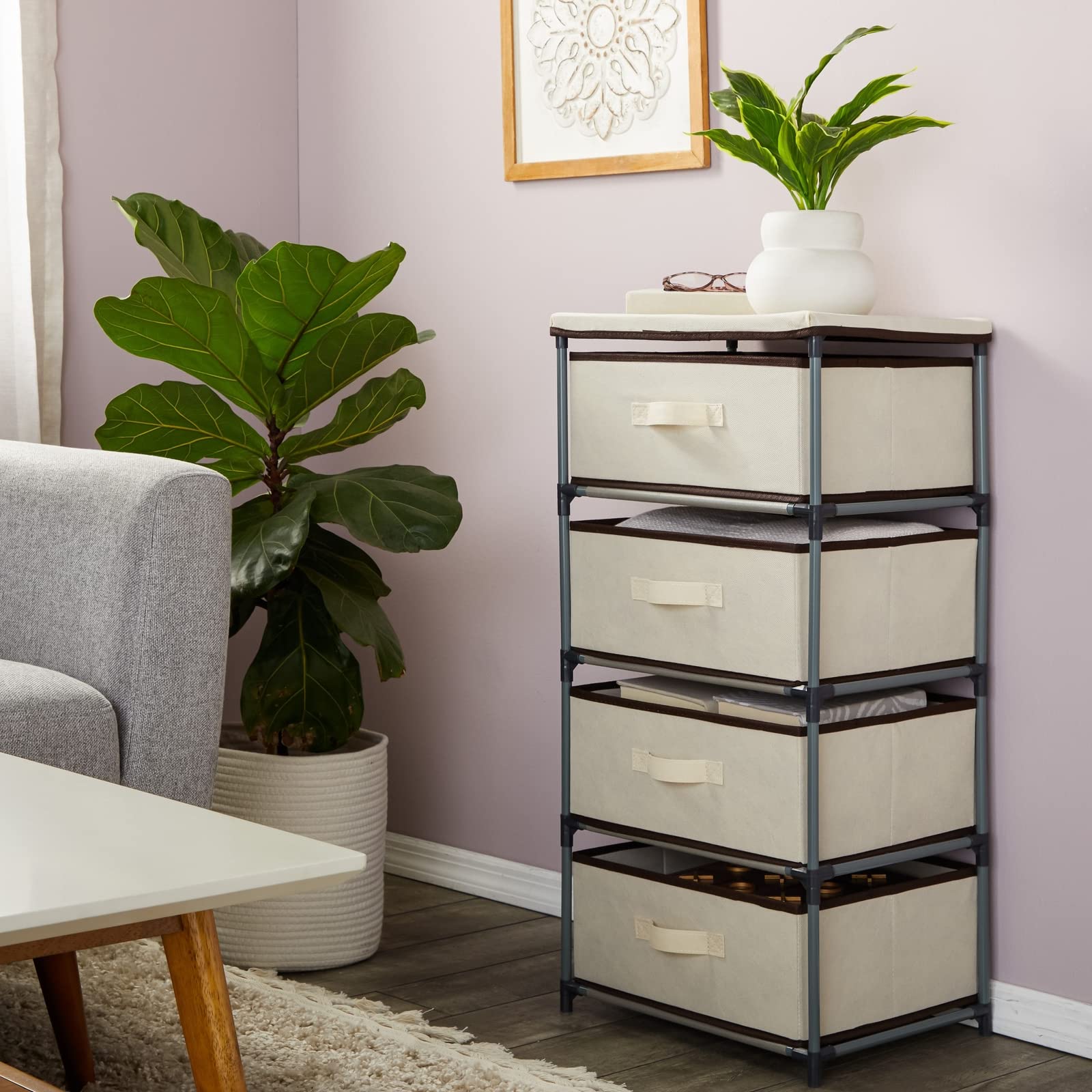4-Tier Tall Closet Dresser with Drawers