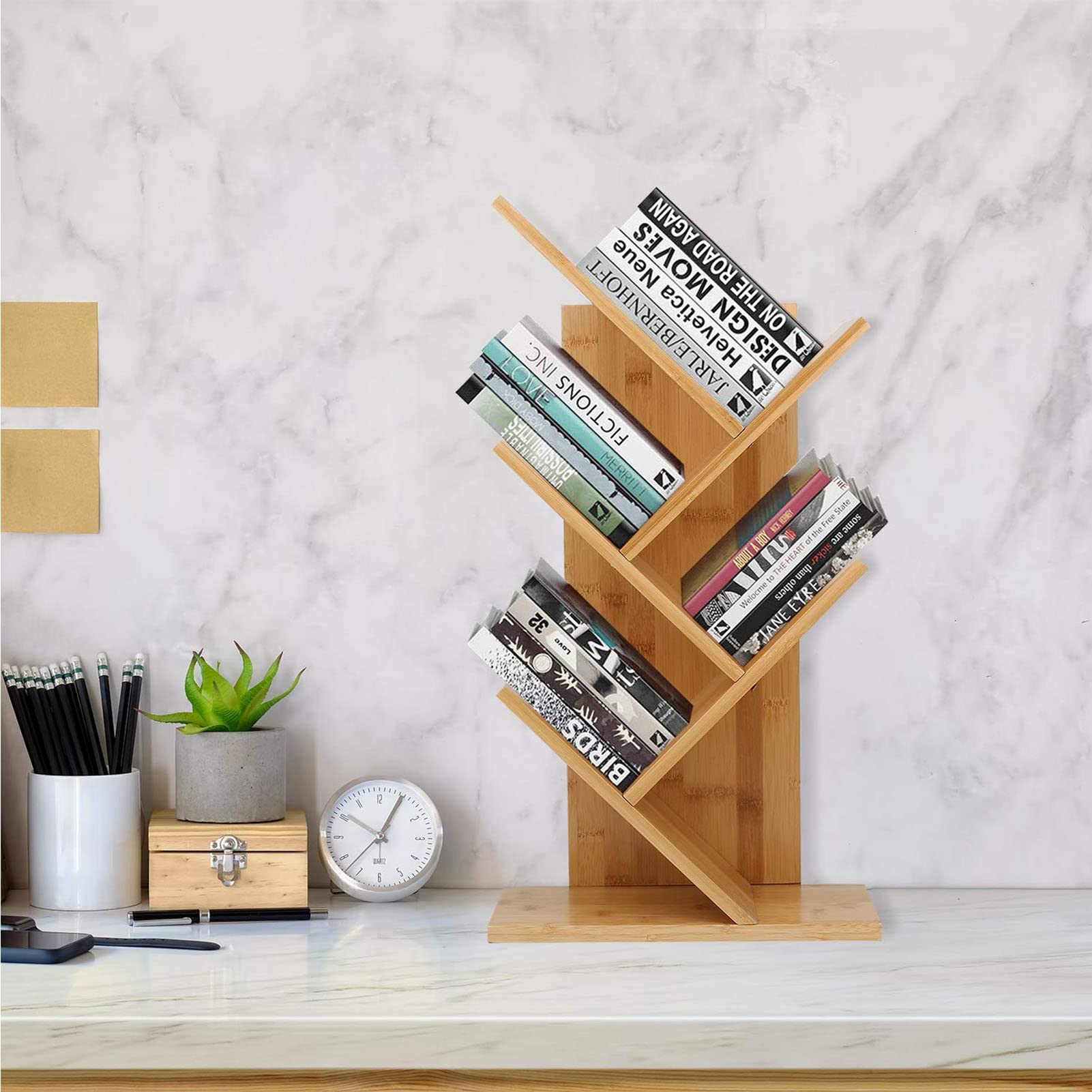 Tree Decorative Bookshelf - Living Room Books and Magazines Display Lockers, Floor-Standing 4-Tier Decorative Bookshelf, Suitable for Living Room, Home Office