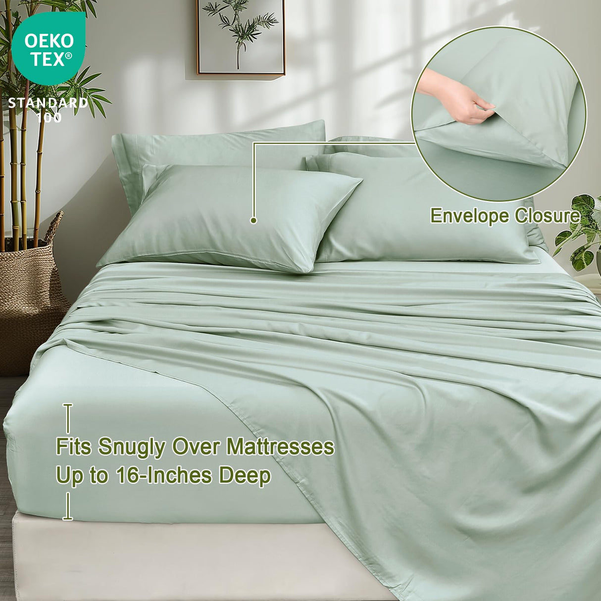 Cooling Sheets Set Queen Size 6 Piece - 100% Rayon Derived from Bamboo_Sheets