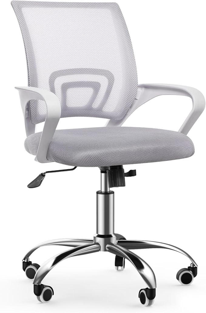 Mesh Office Desk Chair with Adjustable Height and Swivel, Mid-Back with Armrests and Lumber