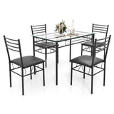 5-Piece Dining Table Set for 4, Modern 3/8'' Tempered Glass Kitchen Room Table