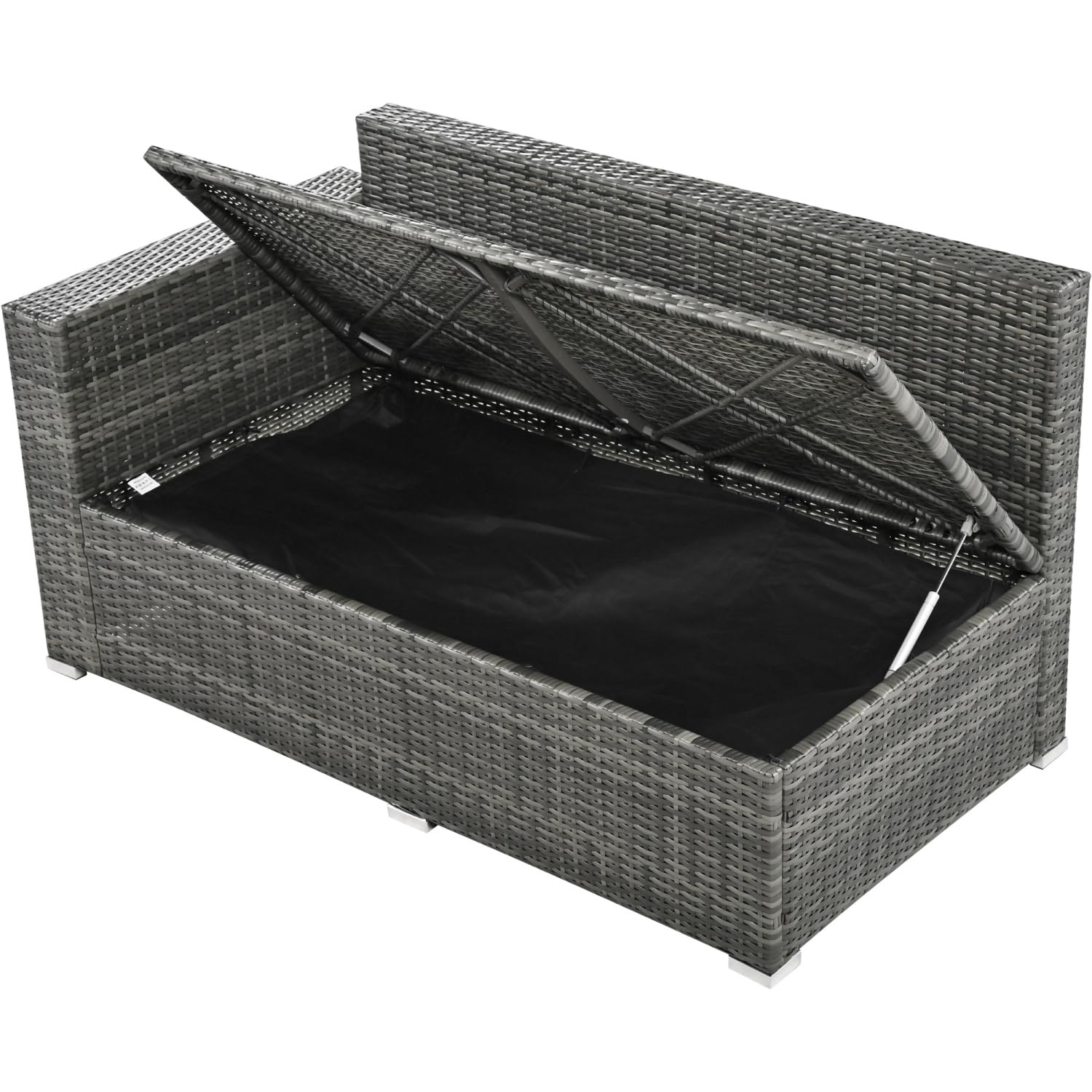 AEDNX Wicker Outdoor Patio Furniture Set with Storage, 6 Piece Patio Sofa Set with Ottoman Stool, Patio Conversation Sets Comforatable for Garden Yard (Grey Wicker and Beige Cushion, One Size)