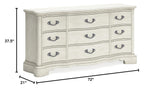 Arlendyne Traditional 9 Drawer Dresser with Felt-lined Top Drawer for Bedroom, White