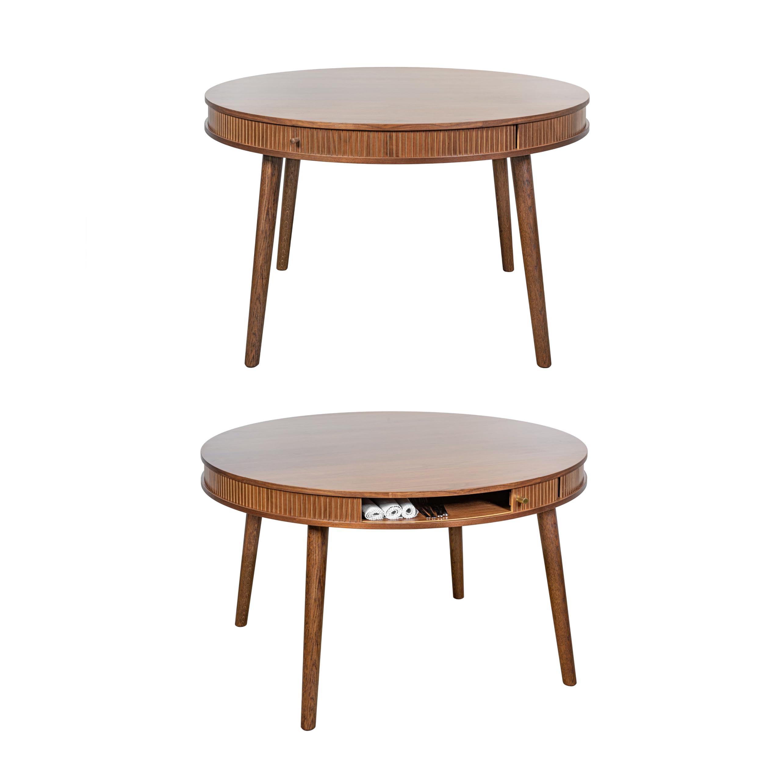 47'' Round Dining Table for 4 People - Pre assembled Round Kitchen Table with 2 Hidden Storages