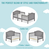 Dream On Me Portland 3 In 1 Convertible Toddler Bed in Steel Grey