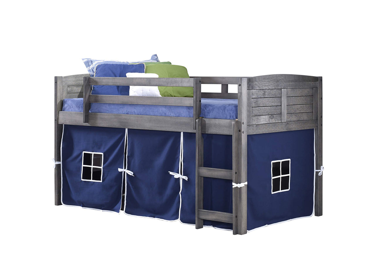Louvered Low Loft with Blue Tent, Twin
