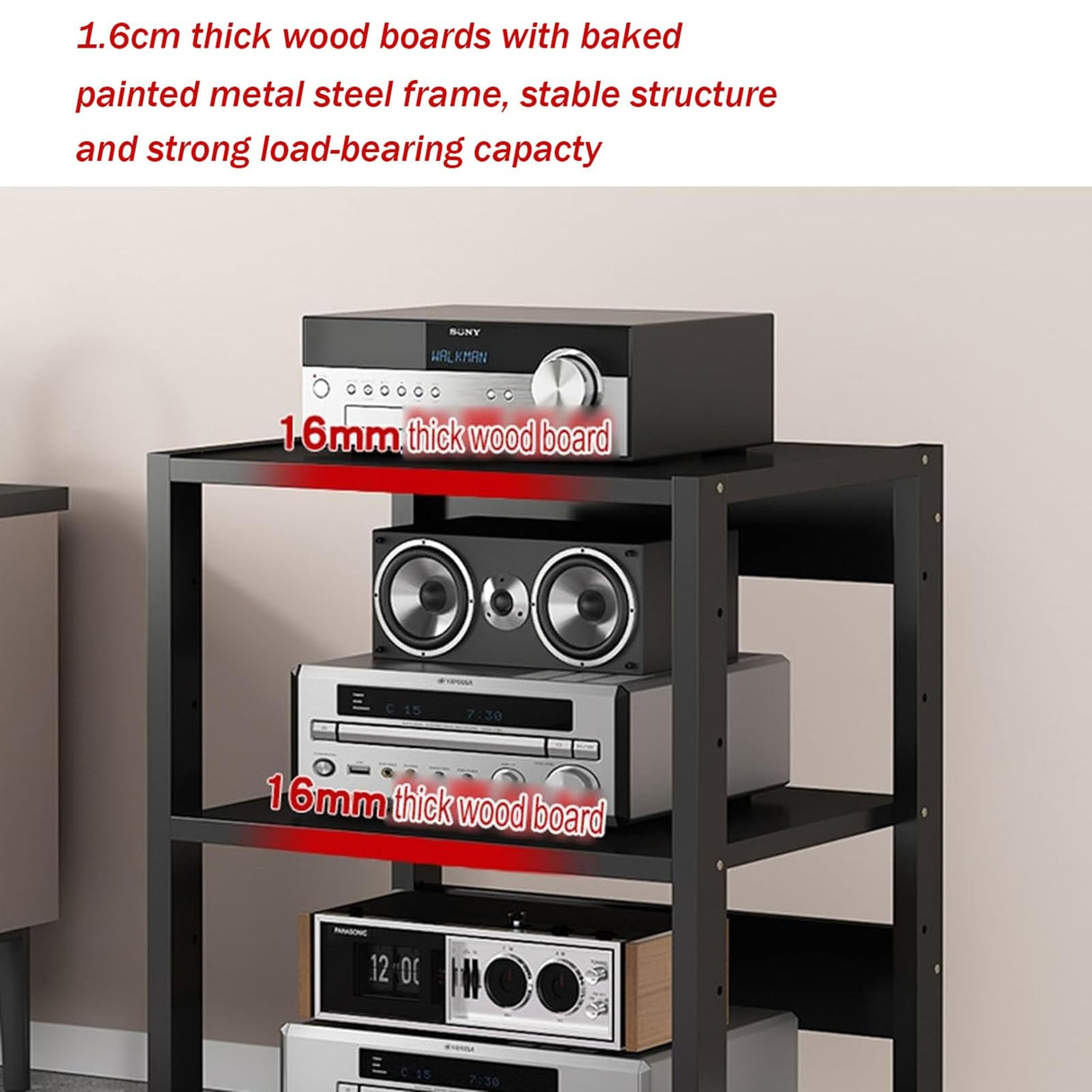 Media Cabinet Stand Audio/Video Component Cabinet Stereo Rack Audio Tower
