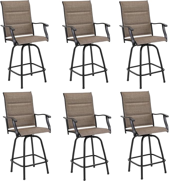 Outdoor Patio Swivel Bar Set of 3, Jacquard Lake Blue Textilene Furniture Bistro Set