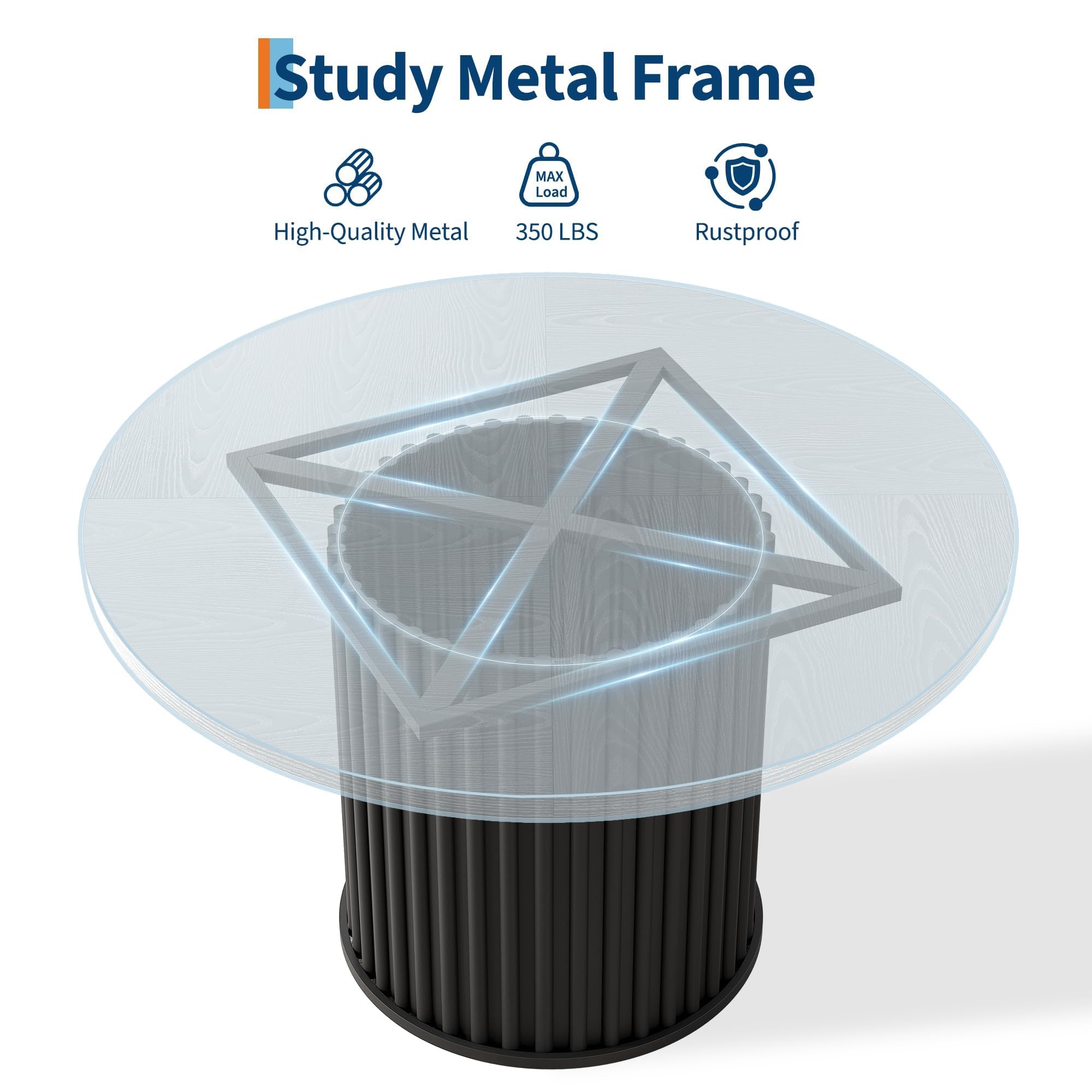 47 Inch Round Dining Table for 4-6 People