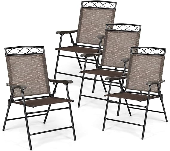 Set of 2 Patio Chairs, Outdoor Folding Lawn Chairs for Beach