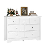 White Dresser 7 Drawer Dresser, 47.2'' White Chest of Drawers Modern Dresser