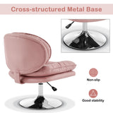 Armless Swivel Accent Chair with Height Adjustment - Pink Tech Cloth Vanity Chair