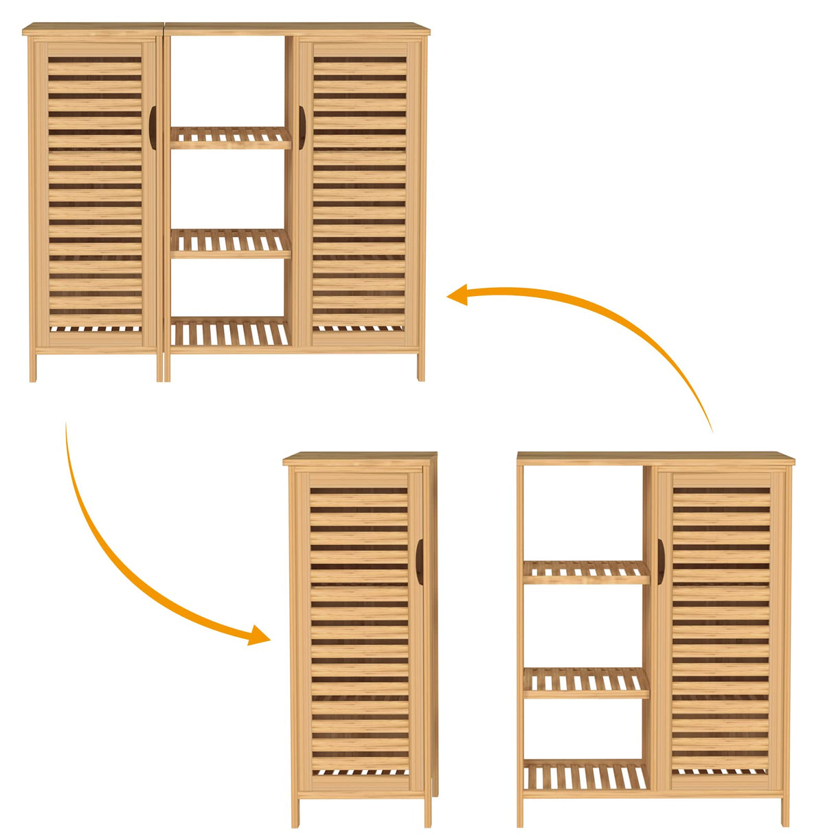 39.3 inch Bathroom Storage Cabinet, Floor Cabinet with 2 Doors and 3-Tier Open Shelf,