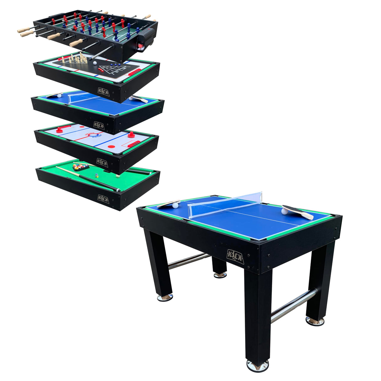 5-in-1 Multi Game Table (Black) - Combo Game Table Set - Foosball, Billiards/Pool