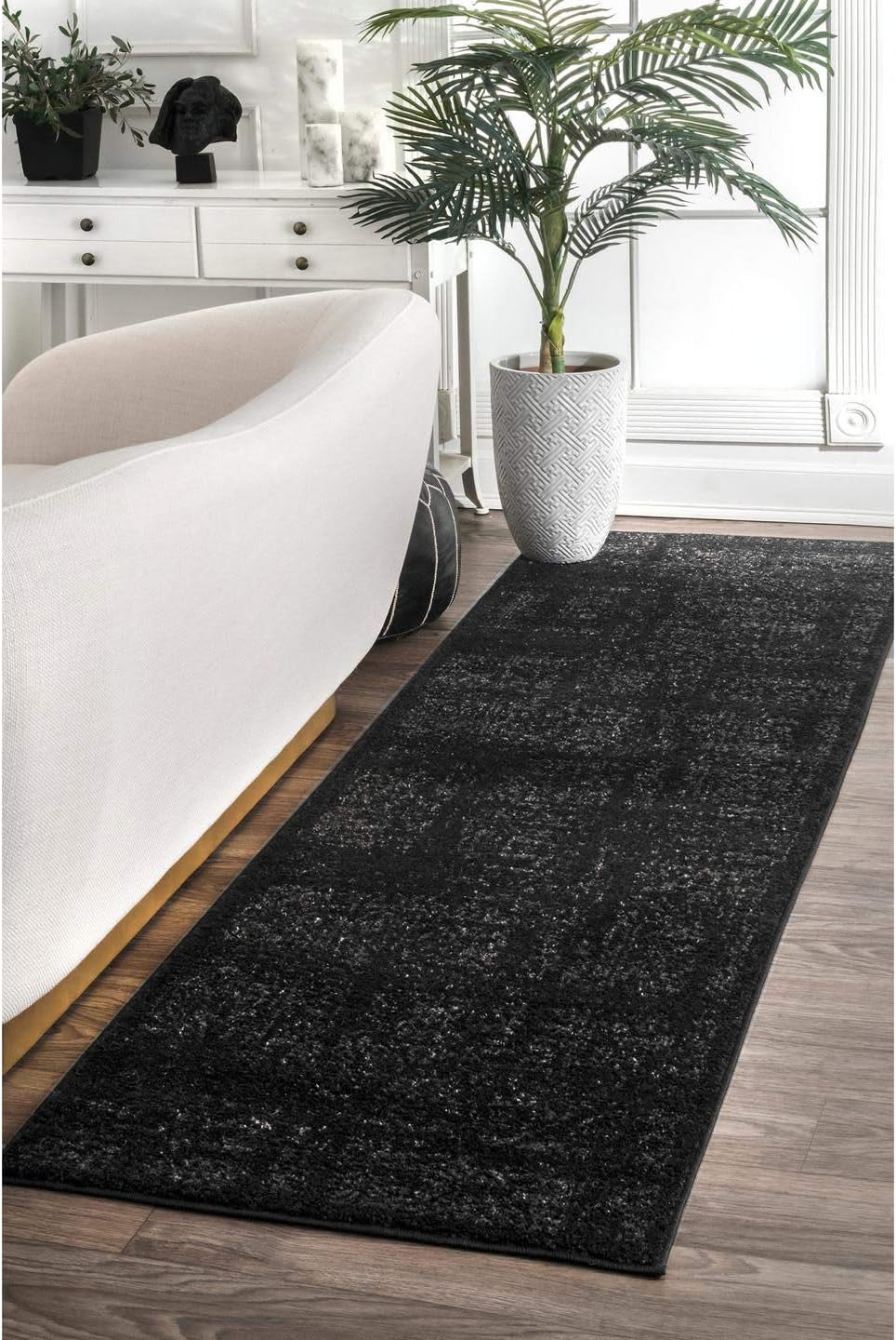 nuLOOM Arlena Vintage Traditional Area Rug - 10x14 Area Rug Modern/Contemporary Black/Grey Rugs for Living Room Bedroom Dining Room Kitchen