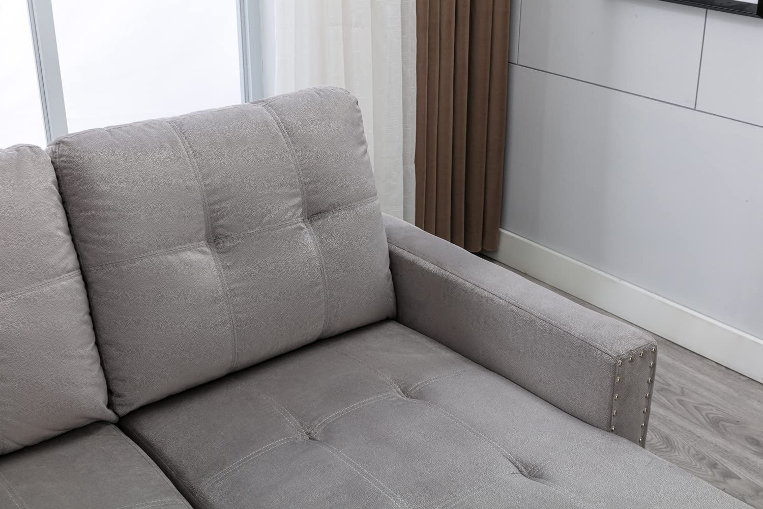 76.8'' Pull Out Sleeper Reversible Sectional Storage Sofa Bed, Convertible Velvet Corner Sofa Bed and Reversible