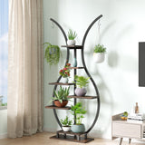 6 Tier Tall Plant Stand Indoor, Vase-Shape Metal Plant Shelf with Hanging Hook