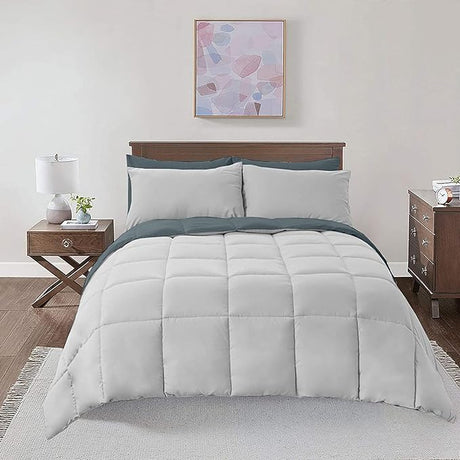 Soft and Plush Down Alternative Comforter - Reversible with 2 Colors Duvet Insert