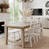 White Windsor Dining Chairs Set of 6 - Solid Wood Spindle Back
