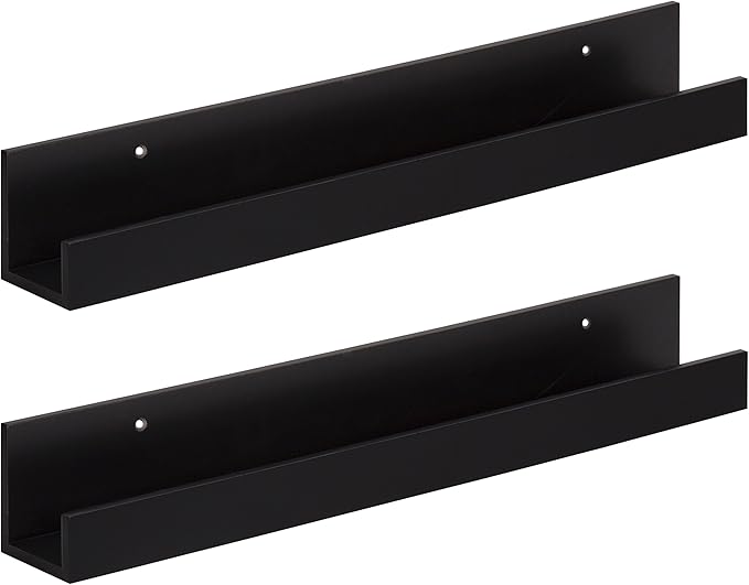 Levie 24 inch 2-Pack Wood Floating Wall Shelf Picture Frame Holder Ledge, White