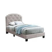 Button Tufting Design Twin Bed in Light Brown