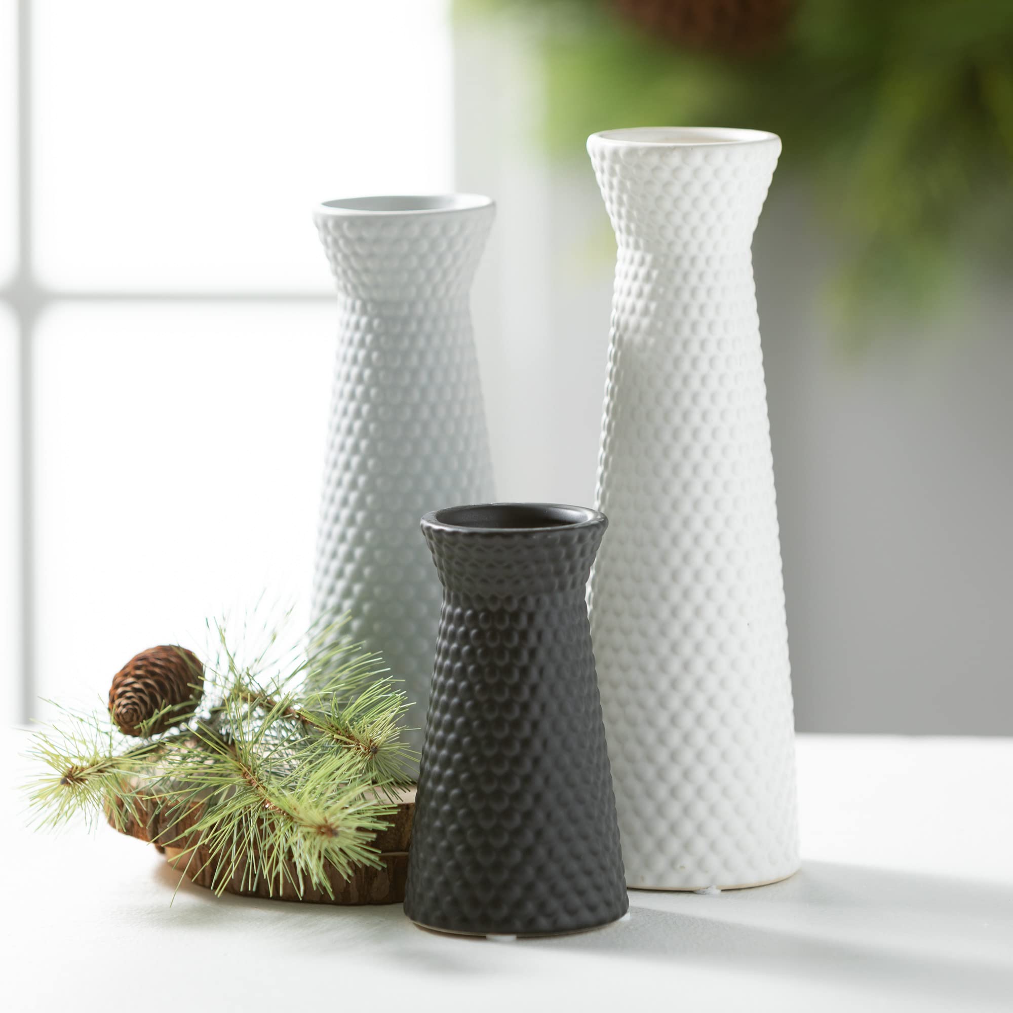 Ceramic Vase Set- 3 Small Vases, Contemporary Home Décor, Modern Farmhouse