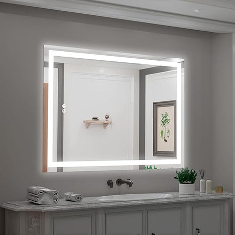 for Bathroom 28 x 36 Inch Lighted Bathroom Mirror Wall Mount Mirror, Frameless LED