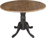 42 Inch Dual Drop Leaf Dining Height Table, Hickory/Washed Coal.