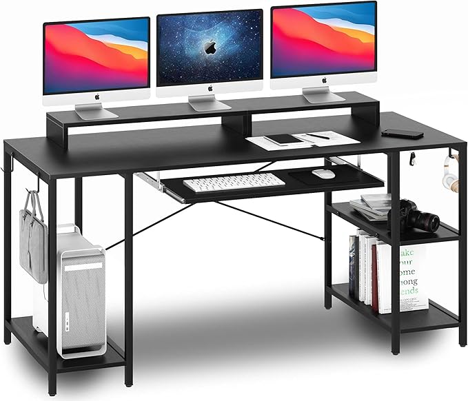 Computer Desk with Keyboard Tray, 55 Inch Music Studio Desk Music Production Desk