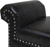 Jennifer Taylor Home Kathy Roll Arm Entryway Accent Bench, Vintage Black Brown Faux Leather