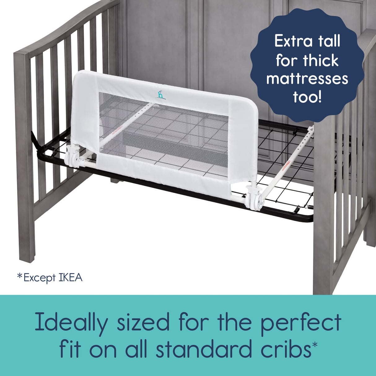 Convertible Crib Bed Rail for Toddlers, Baby with Reinforced Anchor Safety