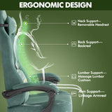 Velvet Gaming Chair with Footrest - Ergonomic High Back Computer Chair with Massage Lumbar Support