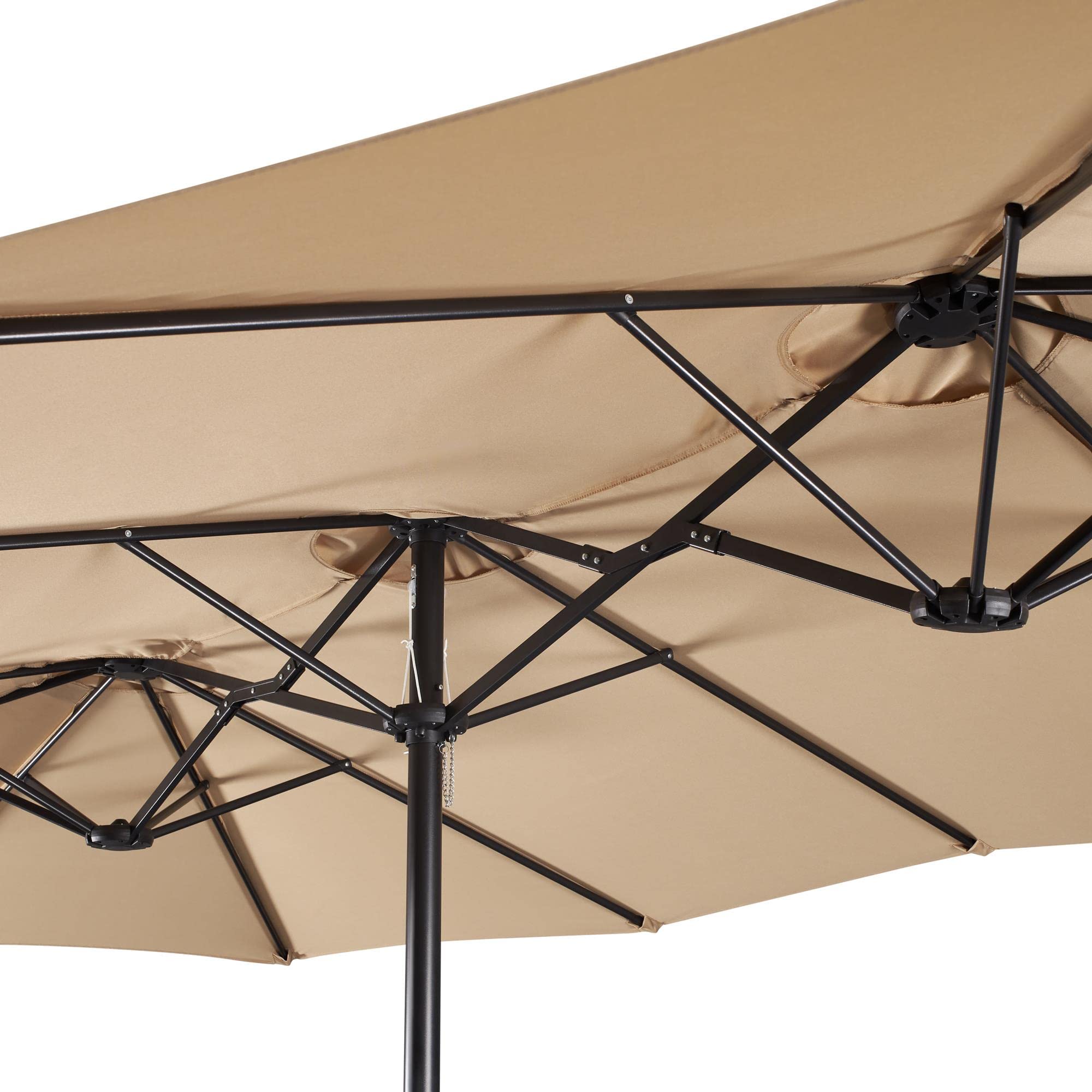 15 ft Triple-size Patio Umbrella w/Base Includedatio Parasol w/Easy Crank &