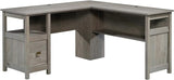 Cannery Bridge L-Desk, L: 59.06" x W: 59.06" x H: 30.04", Mystic Oak finish