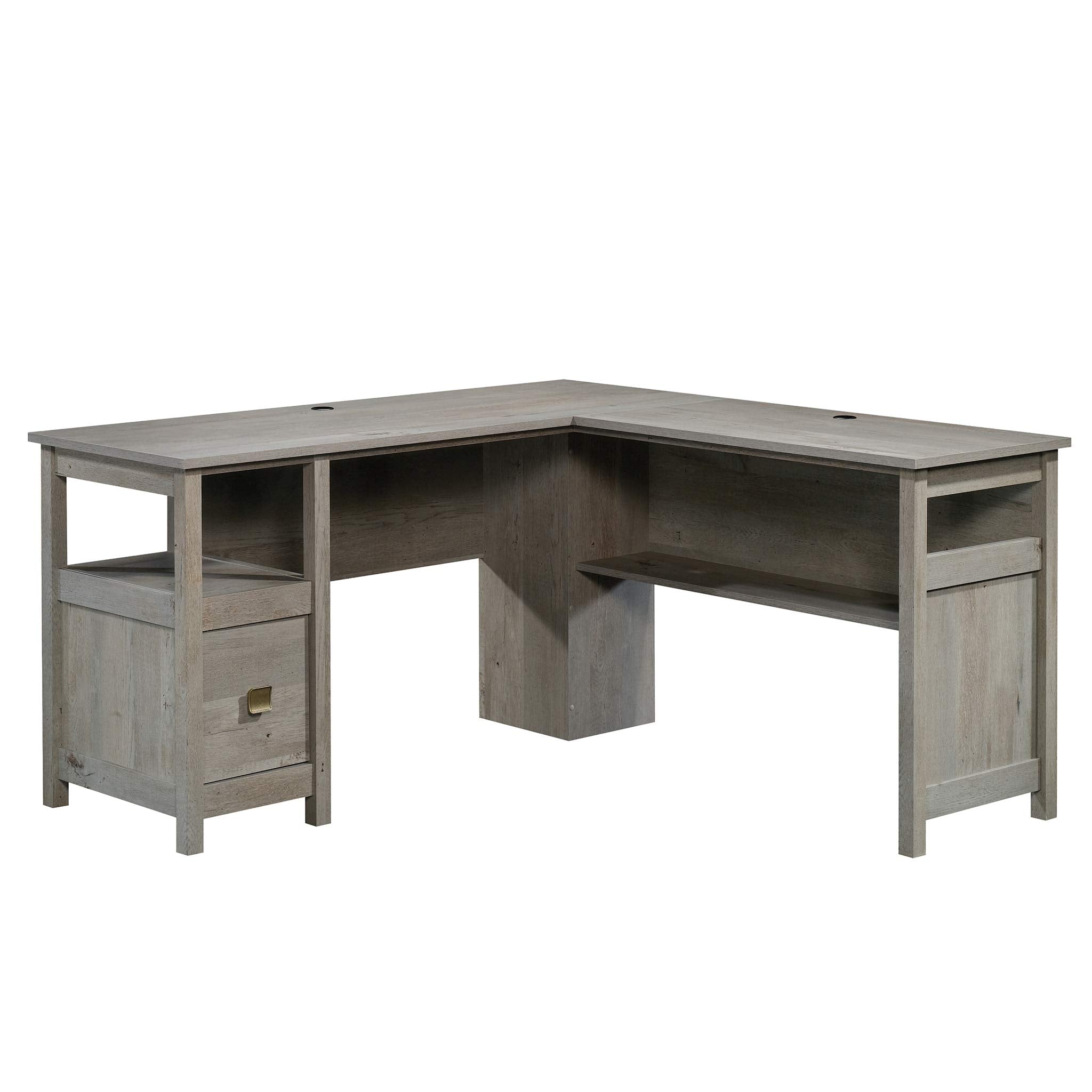 Cannery Bridge L-Desk, L: 59.06" x W: 59.06" x H: 30.04", Mystic Oak finish