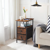 End Table with Charging Station, Narrow Side Table,