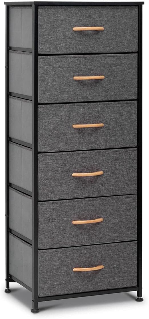 Dresser for Bedroom with 6 Drawers, Tall Dresser Vertical Storage Tower