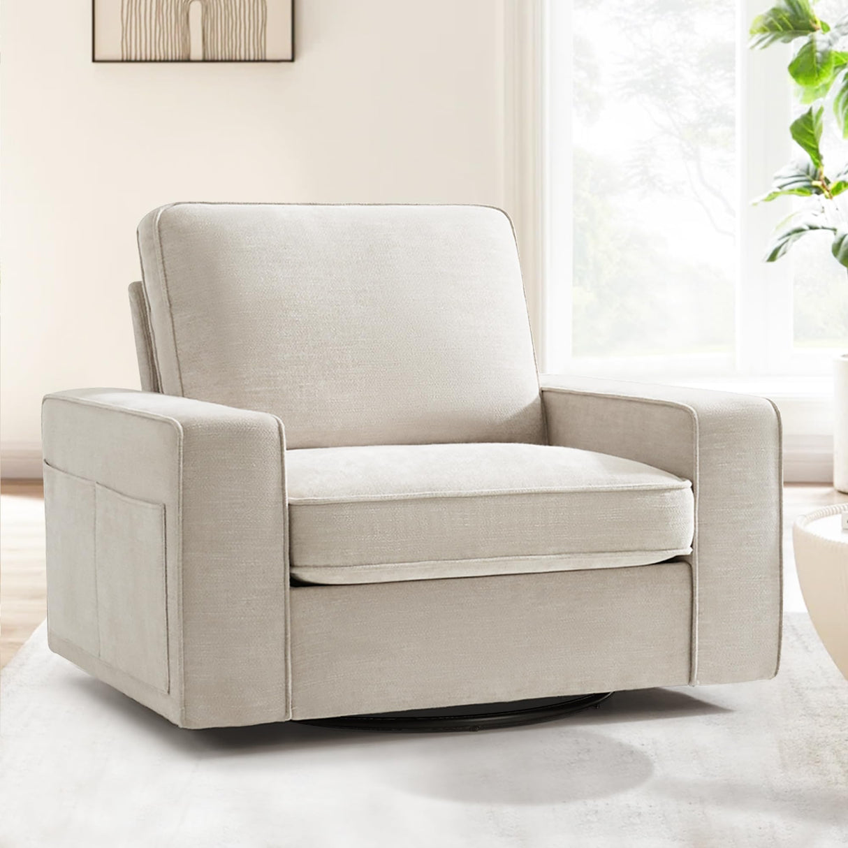 Swivel Accent Chair for Living Room and Bedroom Single Sofa Chair Soft&Breathable