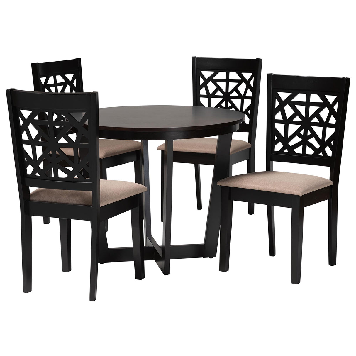 Jamie Dining Set, 5-Piece, Beige/Dark Brown