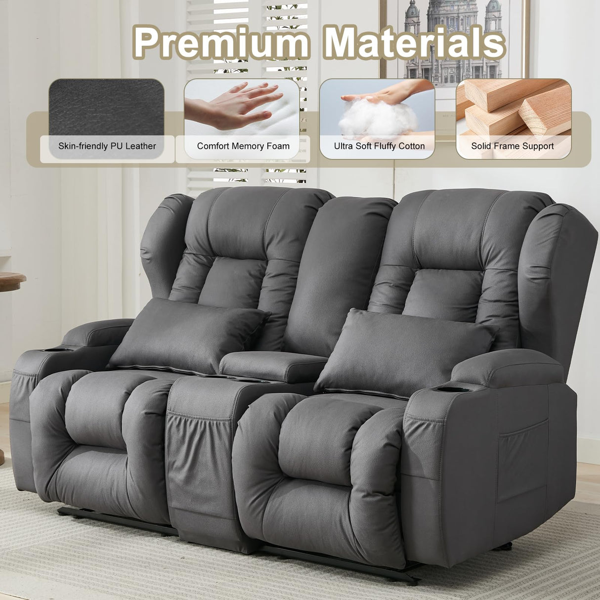 RV Loveseat Recliner | Manual Reclining Loveseat Sofa | Wall Hugger Recliners RV Couch