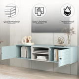 Floating TV Stand, Wall Mounted Entertainment Center with Storage and Open Shelf