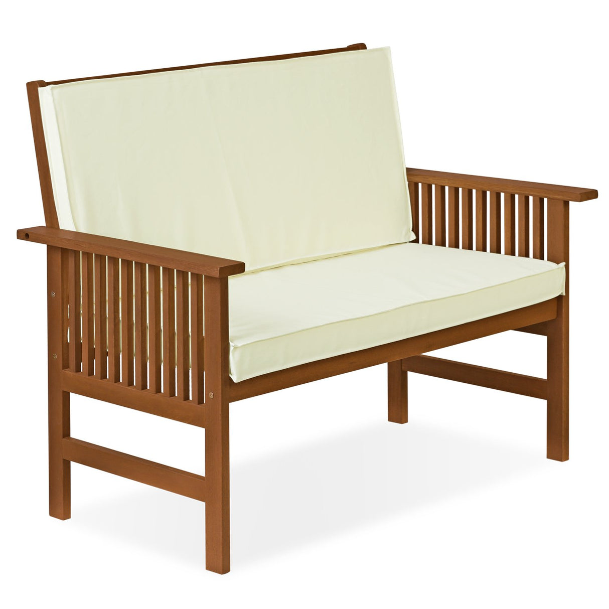 FG17319 Tioman Outdoor Hardwood Patio Furniture Mediterranean Bench with Cushion