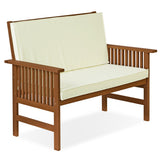 FG17319 Tioman Outdoor Hardwood Patio Furniture Mediterranean Bench with Cushion